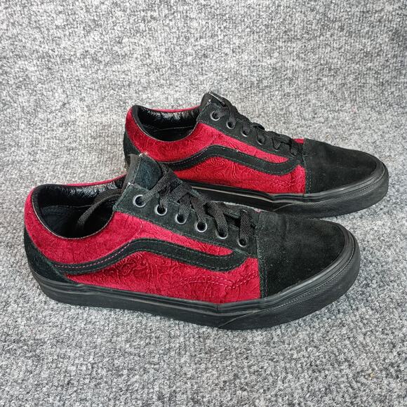 Vans Old Skool Velvet Women Size 7 Red Black Goth - Picture 1 of 10